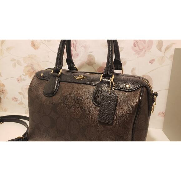 Coach Contemporary Mini Bennett Signature Canvas Leather Satchel Crossbody - Picture 3 of 12